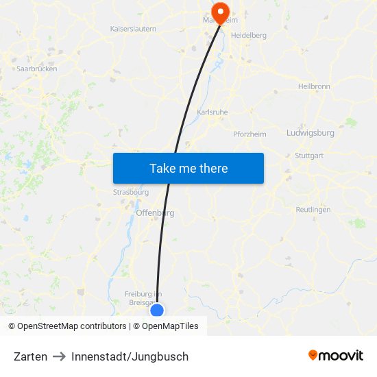 Zarten to Innenstadt/Jungbusch map