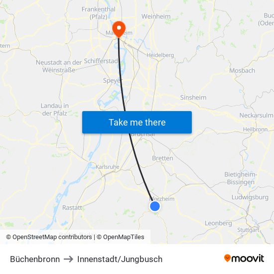 Büchenbronn to Innenstadt/Jungbusch map