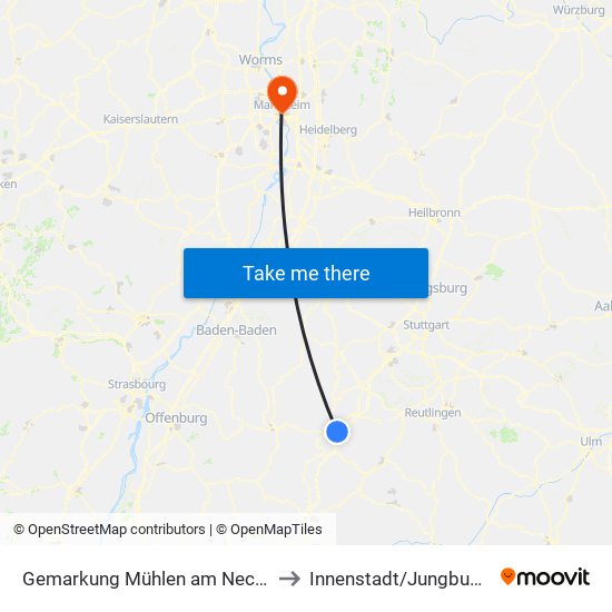 Gemarkung Mühlen am Neckar to Innenstadt/Jungbusch map