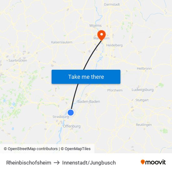 Rheinbischofsheim to Innenstadt/Jungbusch map