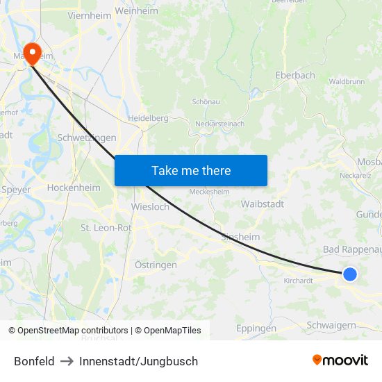 Bonfeld to Innenstadt/Jungbusch map