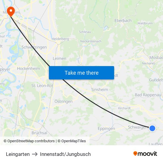 Leingarten to Innenstadt/Jungbusch map