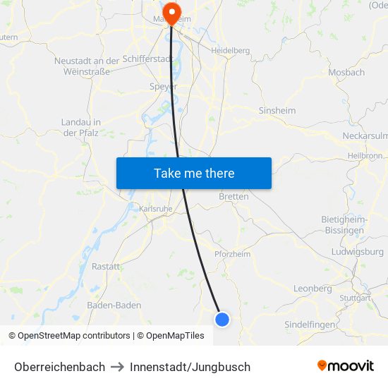 Oberreichenbach to Innenstadt/Jungbusch map