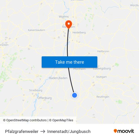 Pfalzgrafenweiler to Innenstadt/Jungbusch map