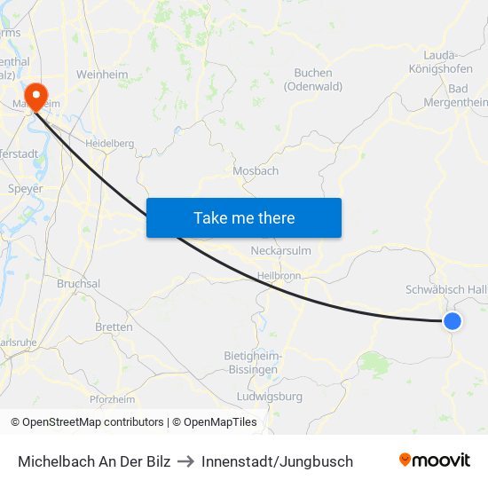 Michelbach An Der Bilz to Innenstadt/Jungbusch map