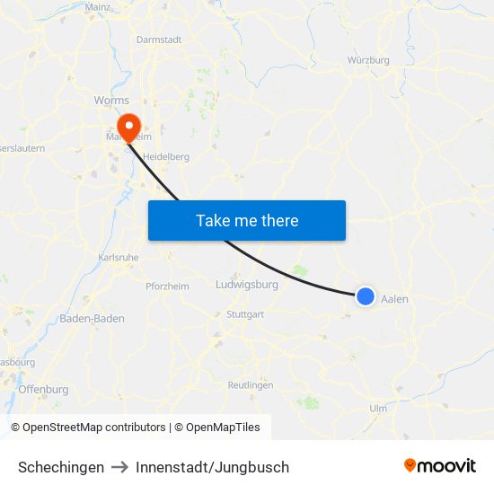 Schechingen to Innenstadt/Jungbusch map