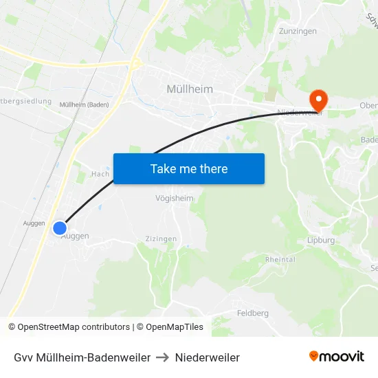 Gvv Müllheim-Badenweiler to Niederweiler map