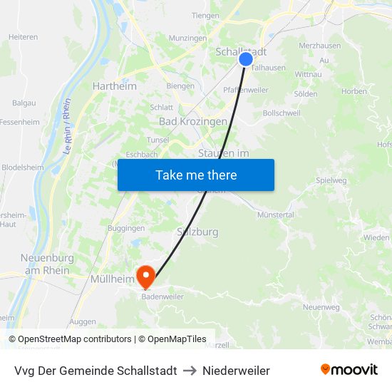 Vvg Der Gemeinde Schallstadt to Niederweiler map