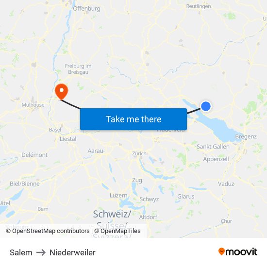 Salem to Niederweiler map