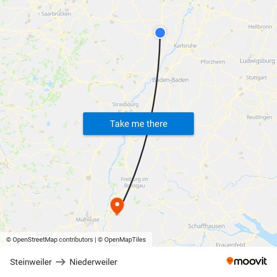 Steinweiler to Niederweiler map