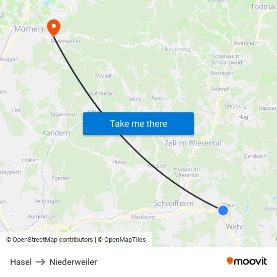 Hasel to Niederweiler map