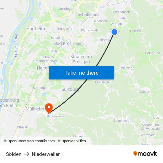 Sölden to Niederweiler map