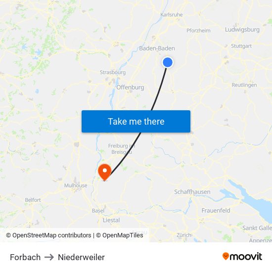 Forbach to Niederweiler map