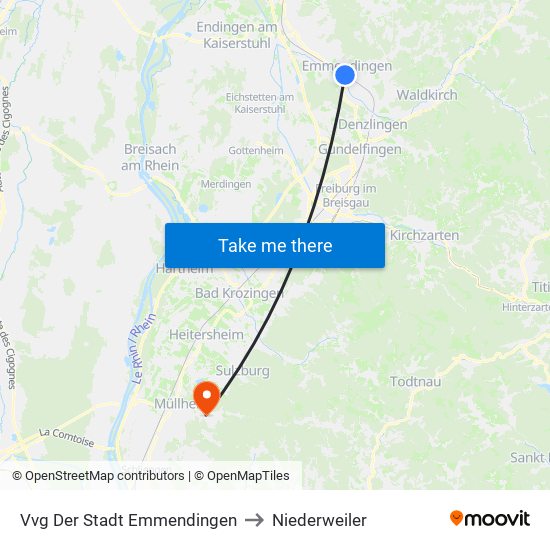 Vvg Der Stadt Emmendingen to Niederweiler map