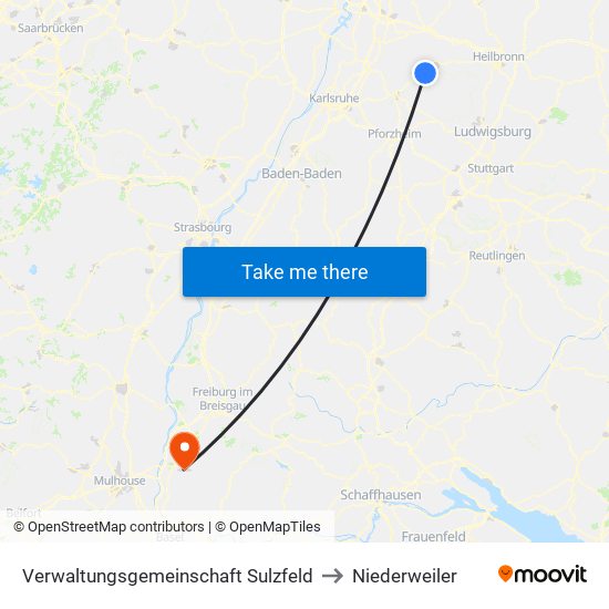 Verwaltungsgemeinschaft Sulzfeld to Niederweiler map