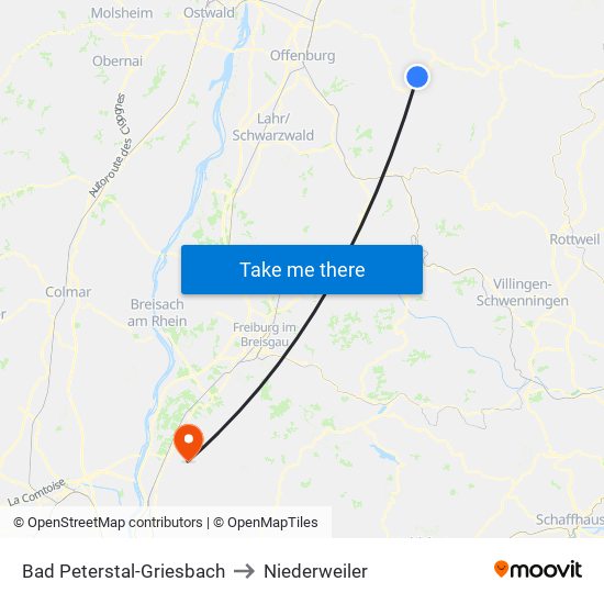 Bad Peterstal-Griesbach to Niederweiler map
