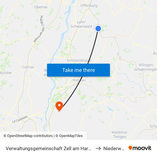 Verwaltungsgemeinschaft Zell am Harmersbach to Niederweiler map