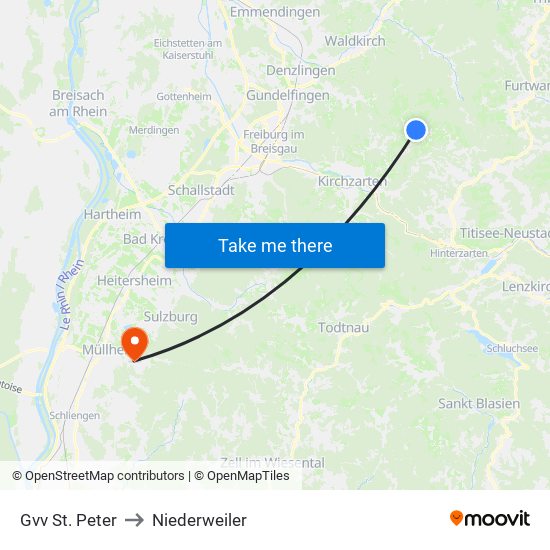 Gvv St. Peter to Niederweiler map