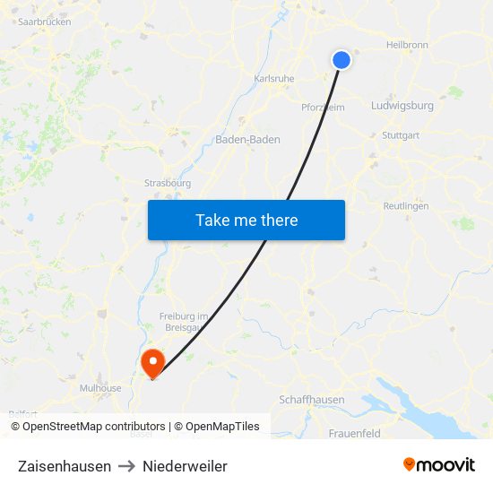 Zaisenhausen to Niederweiler map