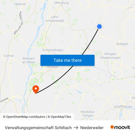 Verwaltungsgemeinschaft Schiltach to Niederweiler map