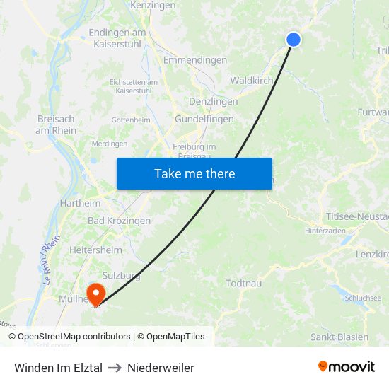 Winden Im Elztal to Niederweiler map