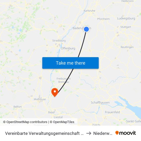 Vereinbarte Verwaltungsgemeinschaft Gernsbach to Niederweiler map