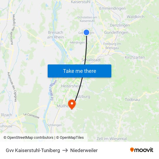 Gvv Kaiserstuhl-Tuniberg to Niederweiler map