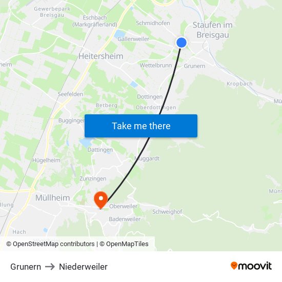 Grunern to Niederweiler map
