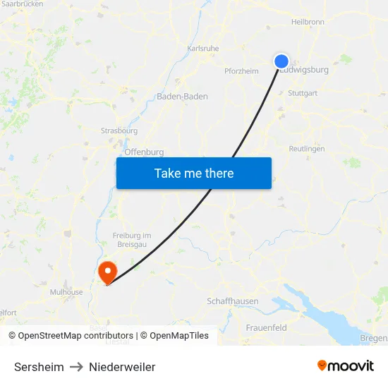 Sersheim to Niederweiler map