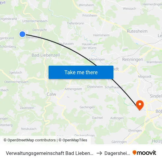 Verwaltungsgemeinschaft Bad Liebenzell to Dagersheim map