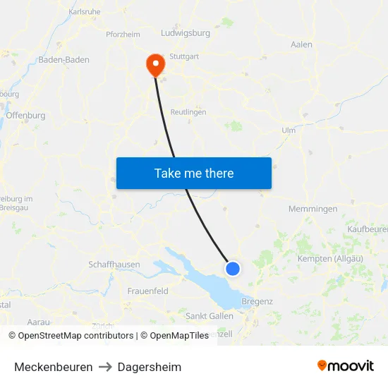 Meckenbeuren to Dagersheim map