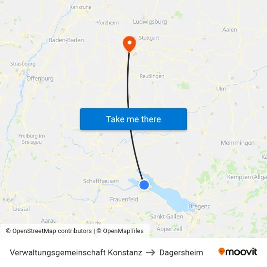 Verwaltungsgemeinschaft Konstanz to Dagersheim map