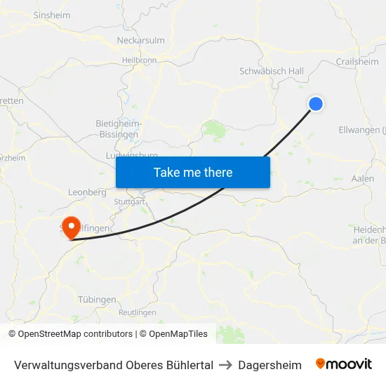 Verwaltungsverband Oberes Bühlertal to Dagersheim map