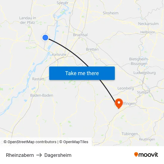 Rheinzabern to Dagersheim map