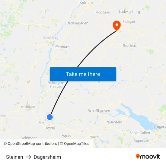 Steinen to Dagersheim map