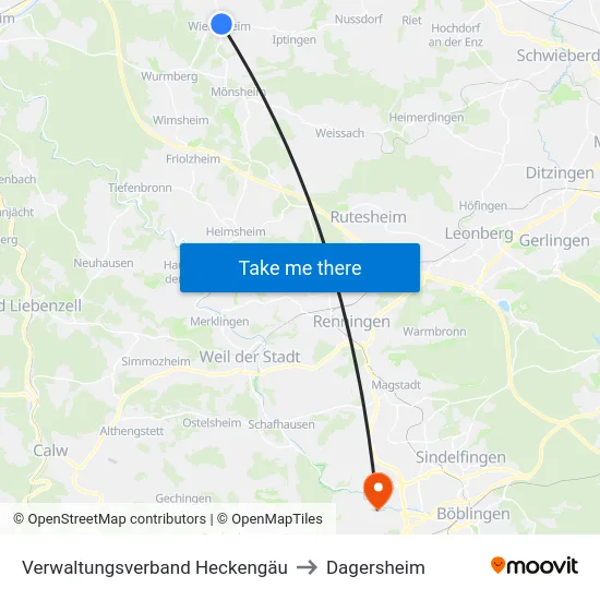 Verwaltungsverband Heckengäu to Dagersheim map