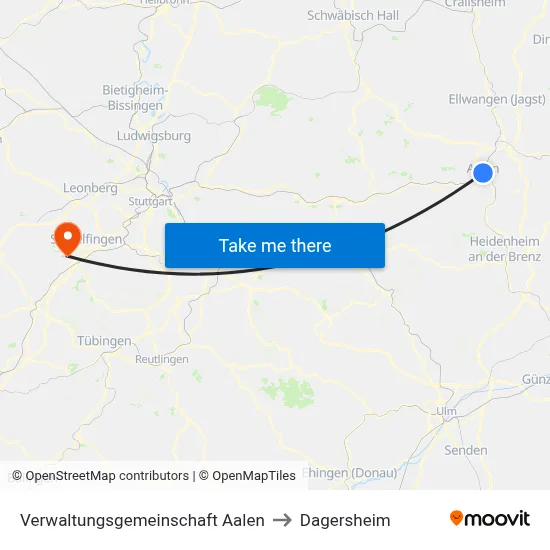 Verwaltungsgemeinschaft Aalen to Dagersheim map