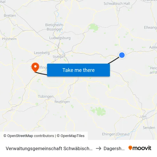 Verwaltungsgemeinschaft Schwäbisch Gmünd to Dagersheim map