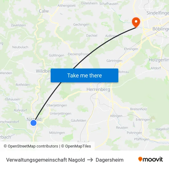 Verwaltungsgemeinschaft Nagold to Dagersheim map