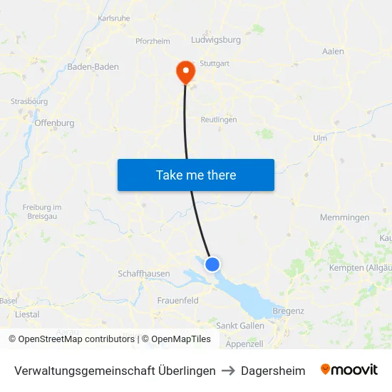 Verwaltungsgemeinschaft Überlingen to Dagersheim map