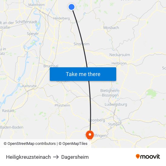 Heiligkreuzsteinach to Dagersheim map