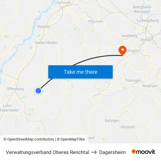 Verwaltungsverband Oberes Renchtal to Dagersheim map