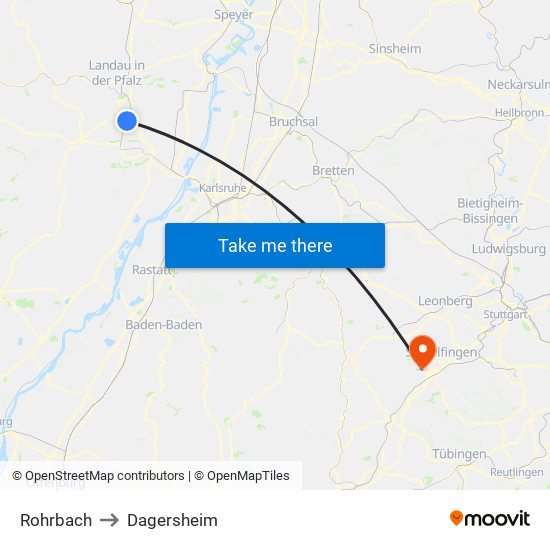 Rohrbach to Dagersheim map