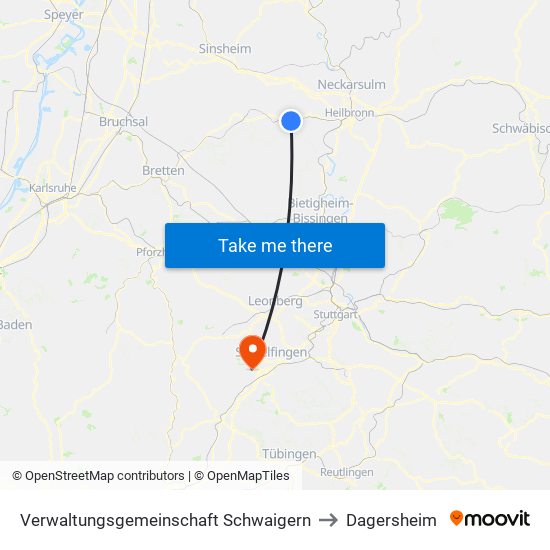 Verwaltungsgemeinschaft Schwaigern to Dagersheim map