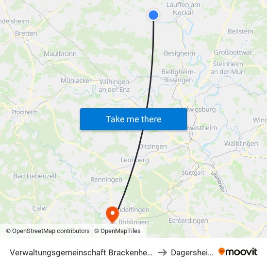 Verwaltungsgemeinschaft Brackenheim to Dagersheim map