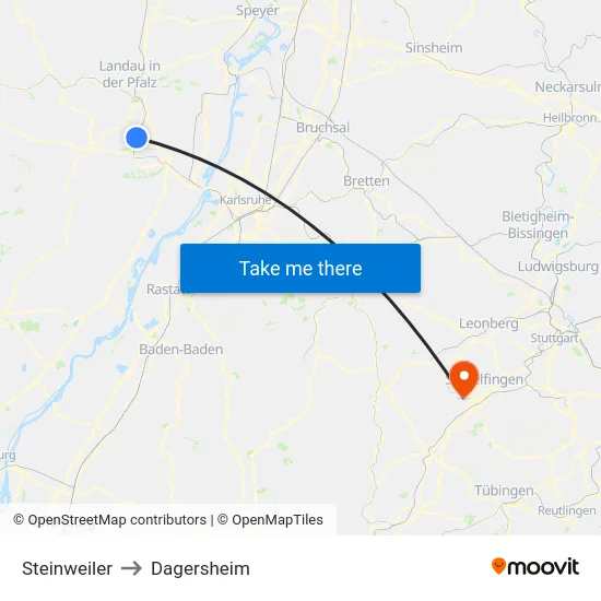 Steinweiler to Dagersheim map