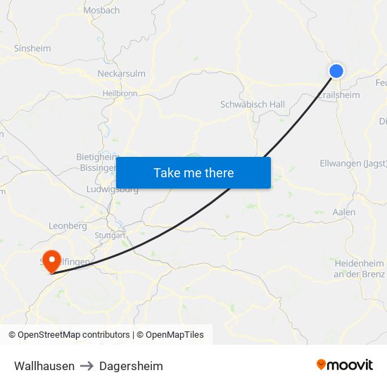 Wallhausen to Dagersheim map