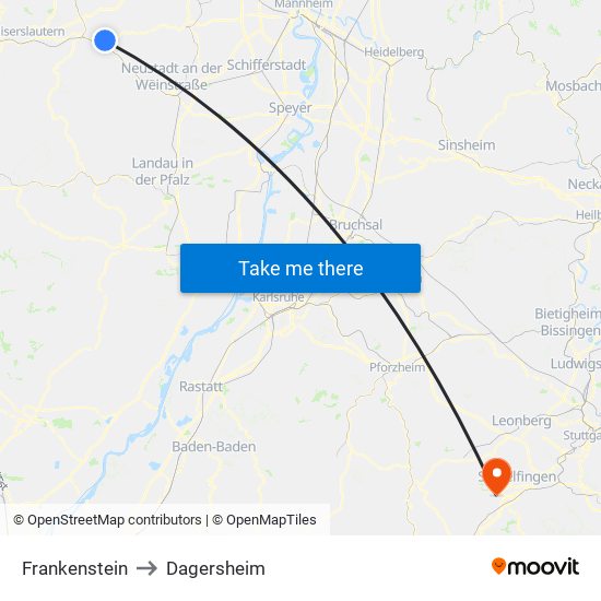 Frankenstein to Dagersheim map