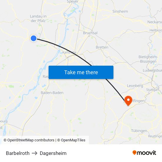 Barbelroth to Dagersheim map