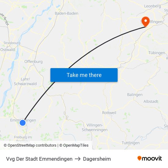 Vvg Der Stadt Emmendingen to Dagersheim map